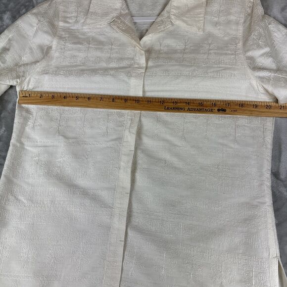 VTG Chico's Embroidered Silk Jacket Size 1 (Large) White Art To Wear (1062) - Picture 11 of 14